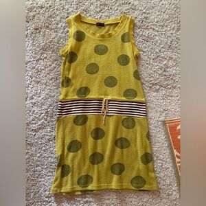 Yellow Polka Dot Knit Sleeveless Dress